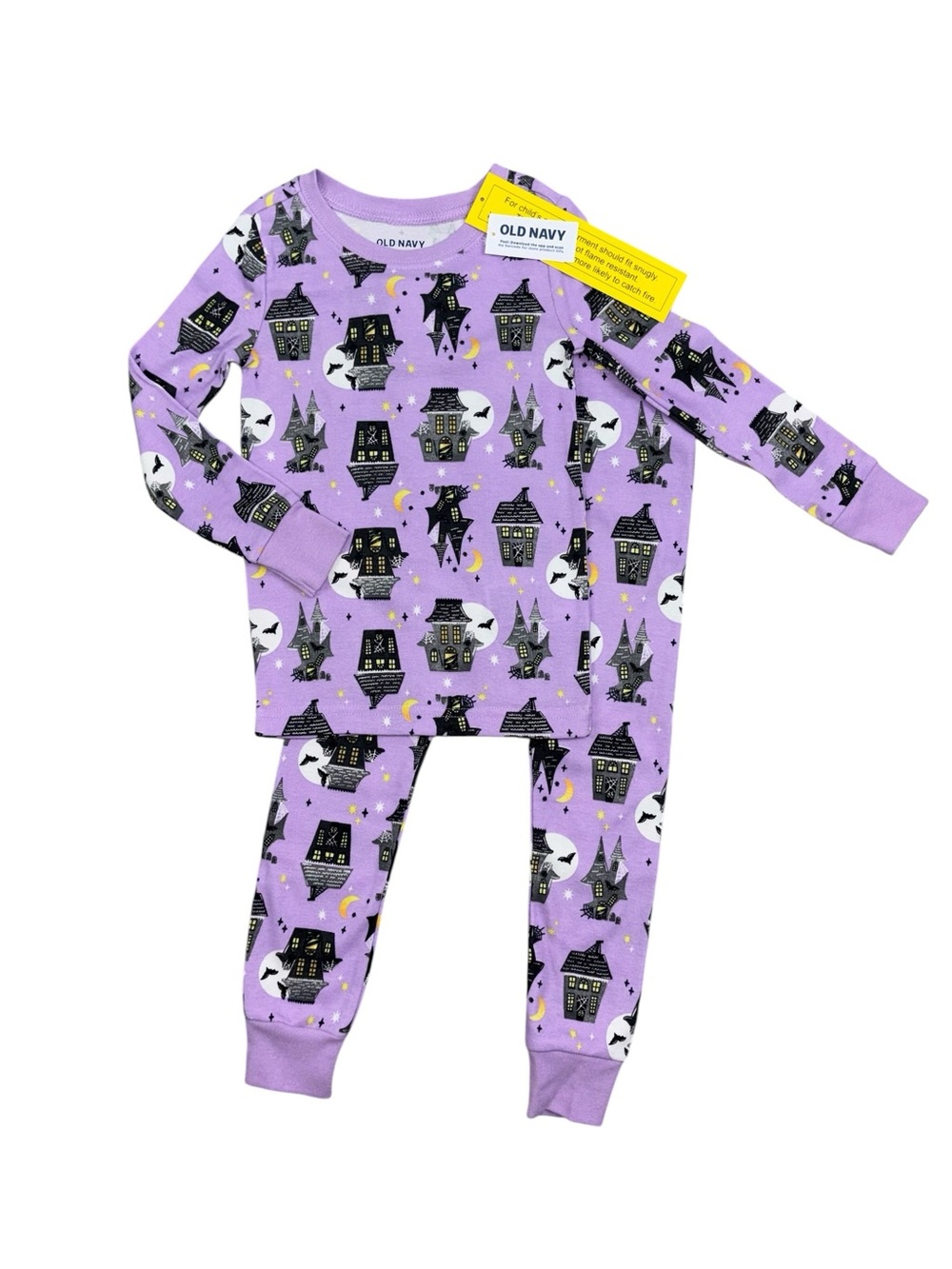 Old Navy Haunted House Pajama Set 3T Purple